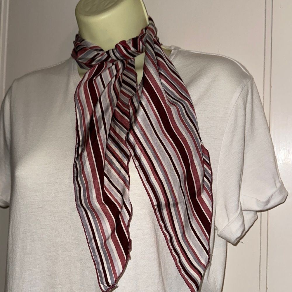 Vintage late 70s/early 80s striped multi colored polyester neck scarf
